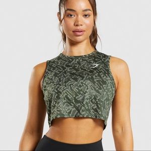 Gymshark Camo Cropped Workout Tank Top Size M